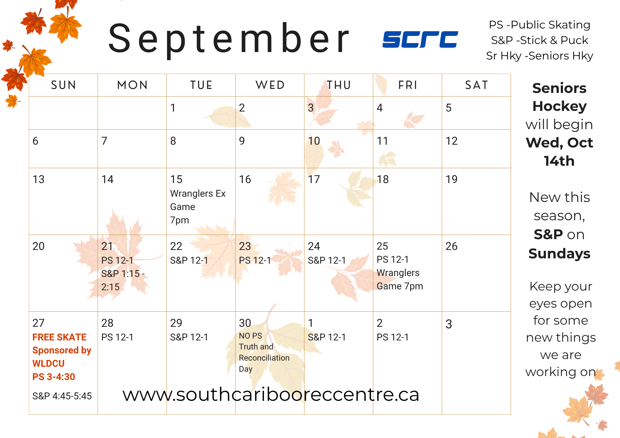 September Schedule